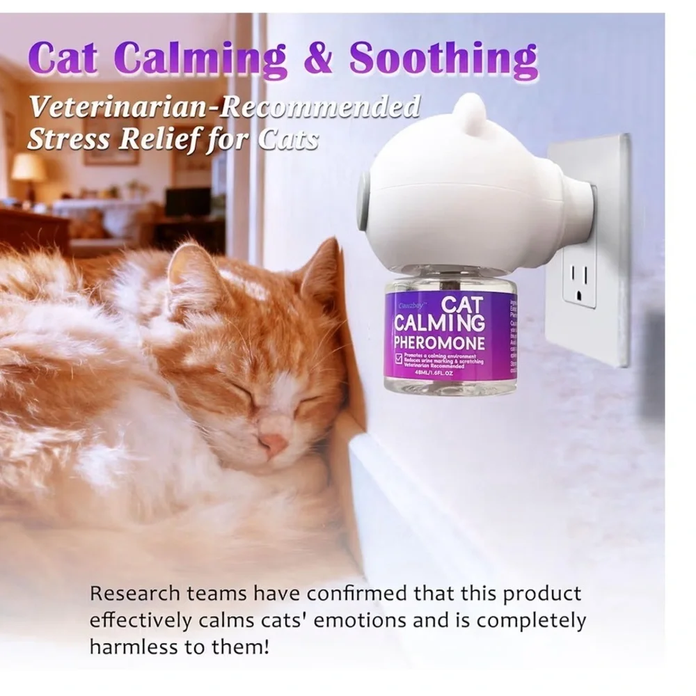 Clawzbey Cat Calming Diffuser with Refills Reduces Anxiety Stress 48ml 1.6 fl oz
